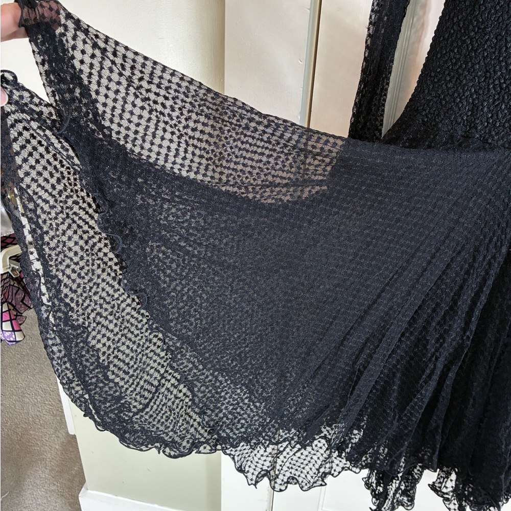 Vintage 80s/90s Sara Mique Black Stretch Swiss Dot Mesh Dress Witchy Whimsigoth - Picture 7 of 17